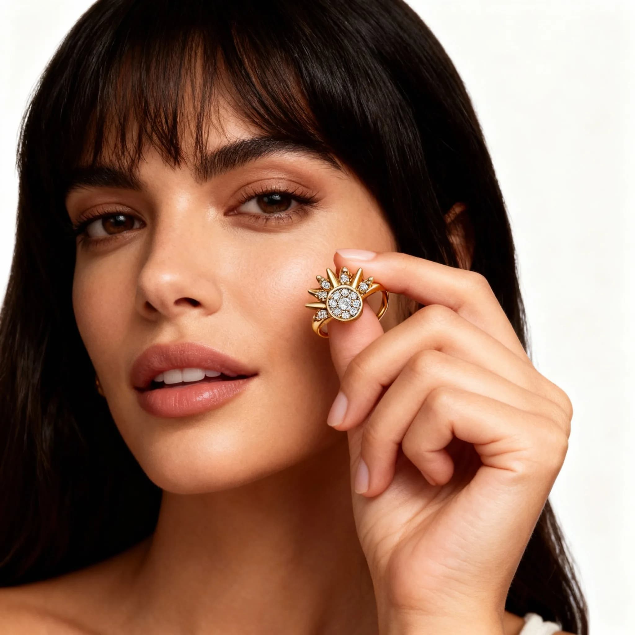 Set di anelli aperti collegati al sole e alla luna con anello da dito con intarsio di diamanti personalizzato Elegante anello combinato