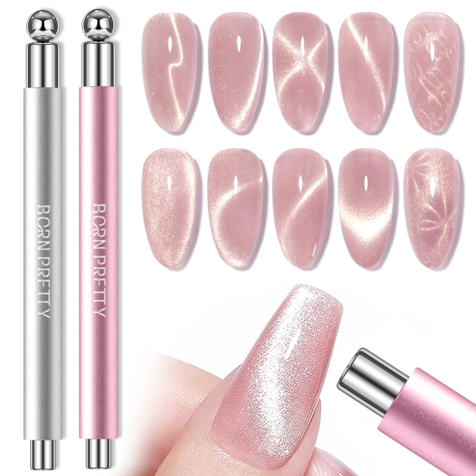 BORN PRETTY Double Toe Magnetic Pen for Nail Art, Strong Magnetism, for Magnetic Gel Nail Polish