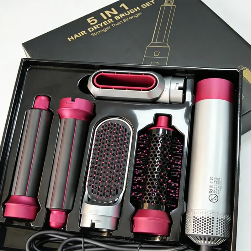 Spazzola ad aria calda 5 in 1: Strumento staccabile per arricciare, stirare e acconciare i capelli per una trasformazione senza sforzo