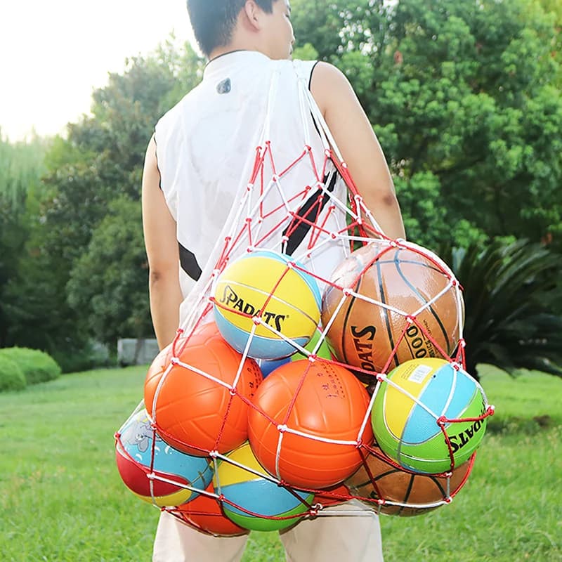 Borsa da trasporto portatile per palline da pallavolo, durevole, standard, in corda di nylon, per riporre calcio, canestro da basket, borsa a rete