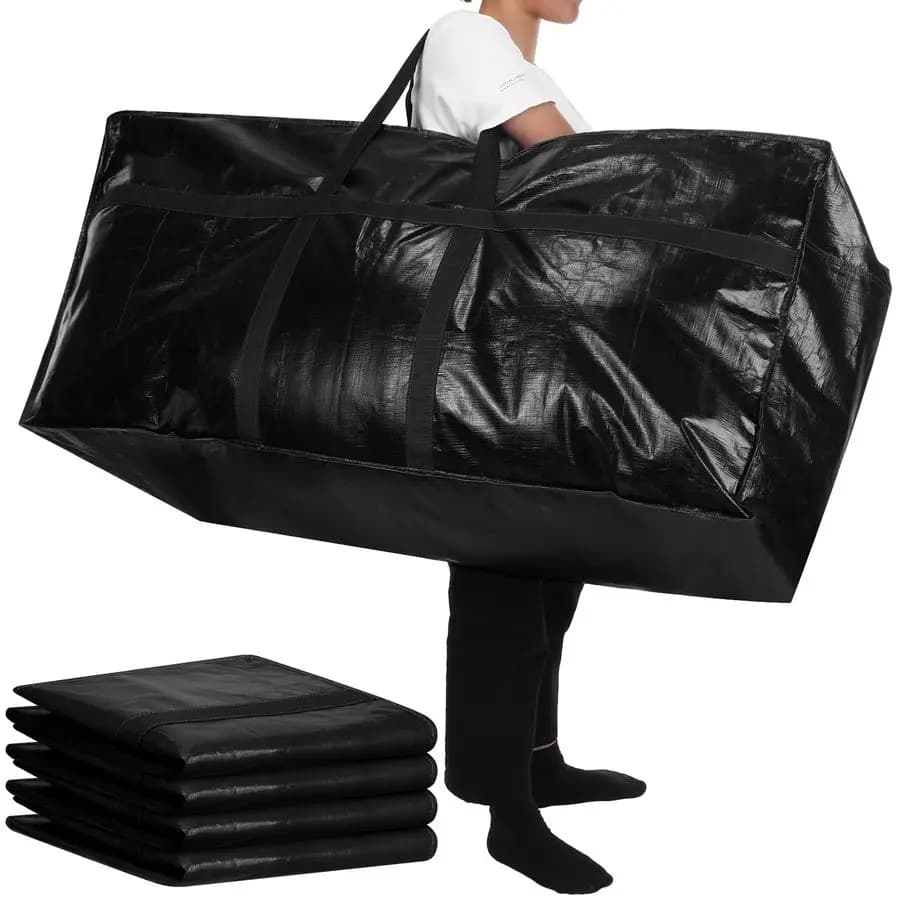 Set di 4 Sacchi per Trasloco Extra Large da 57 Galloni, Borse per Stoccaggio Resistenti XXL con Cerniera Robusta e Maniglia, Contenitore Grande Pieghevole per Co