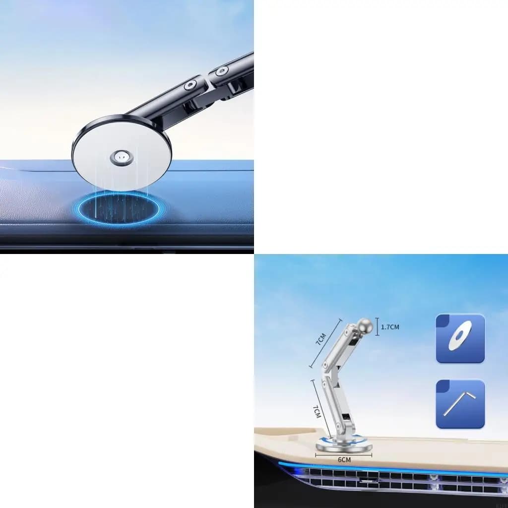 E1PF Adjustable 17mm Ball Head Stand Base Aluminum Alloy Adhesive Mount Bracket Support for Car Dashboard Phone Tablet Holder
