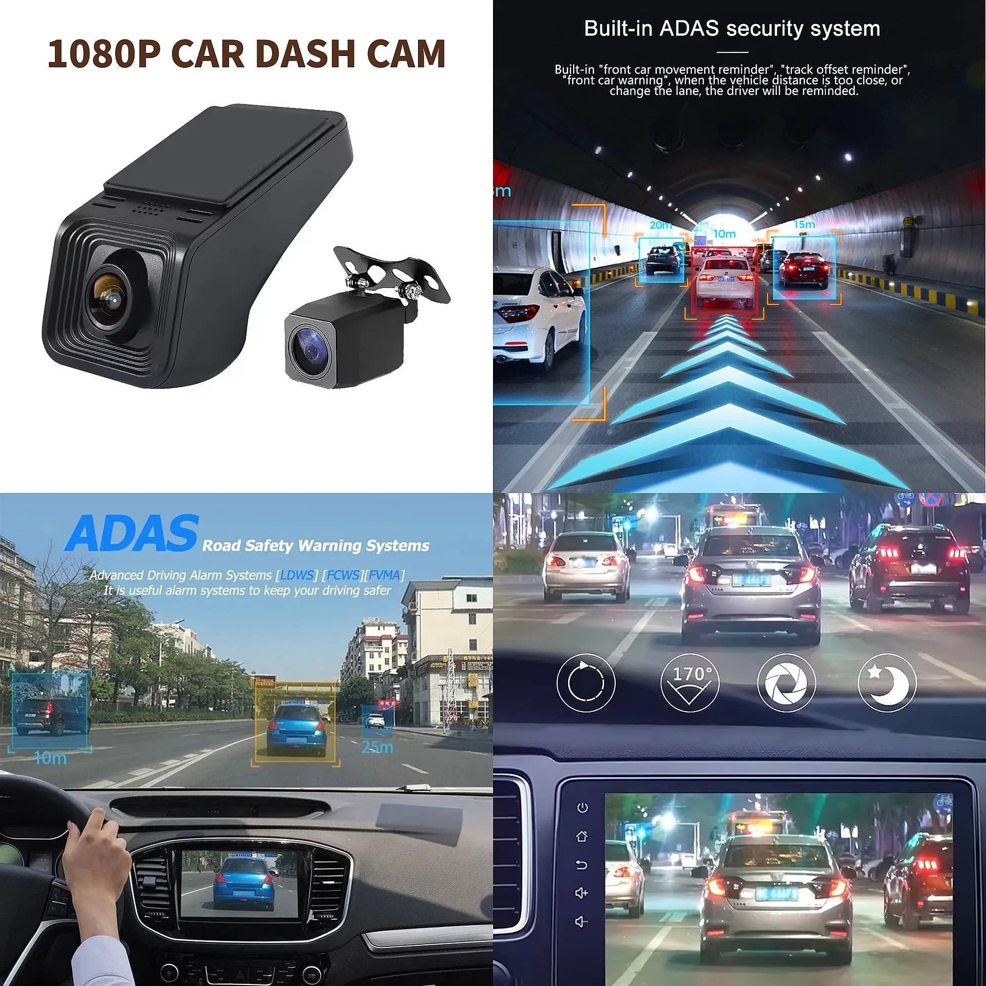 Cross-border Universal ADAS Hidden USB Car DVR Night Vision 1080P Dash Cam