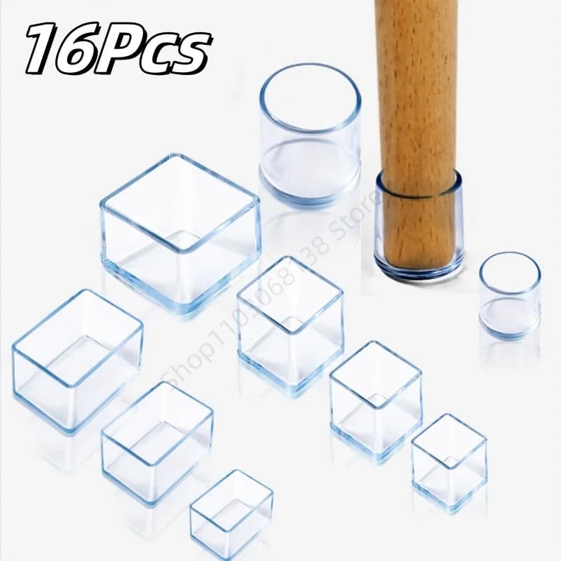 16 Pezzi di Protezioni Trasparenti per Gambe di Mobili, Antiscivolo e Resistenti all'Usura, Coprigambe in Gomma per Tavoli e Sedie, Protezioni per Pavimenti in Legno