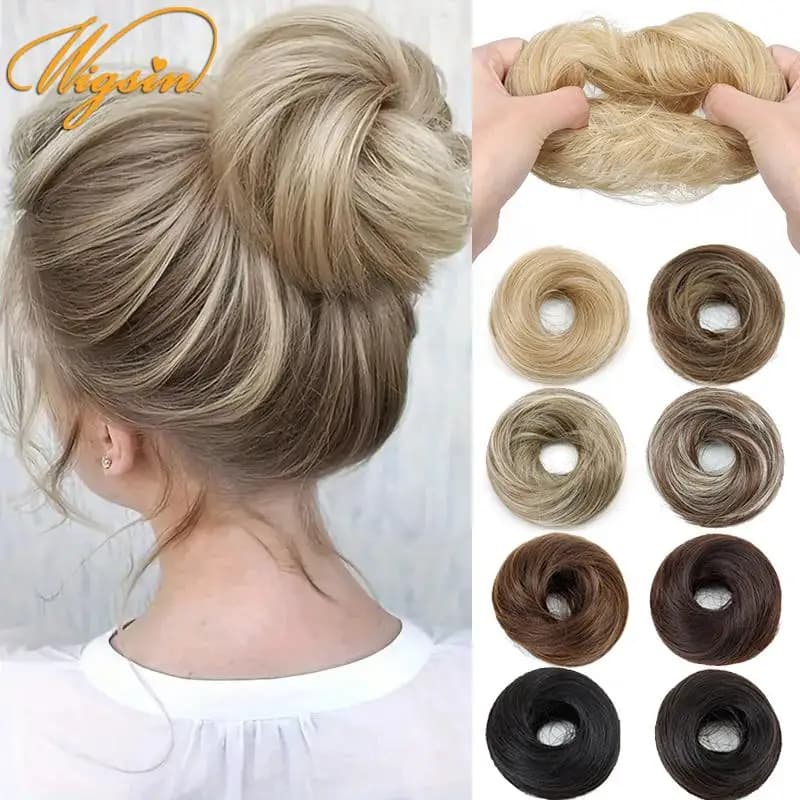 WIGSIN Chignon Synthetic Ciuff With Elastic for Extension Hair, Daily Accessories for Women