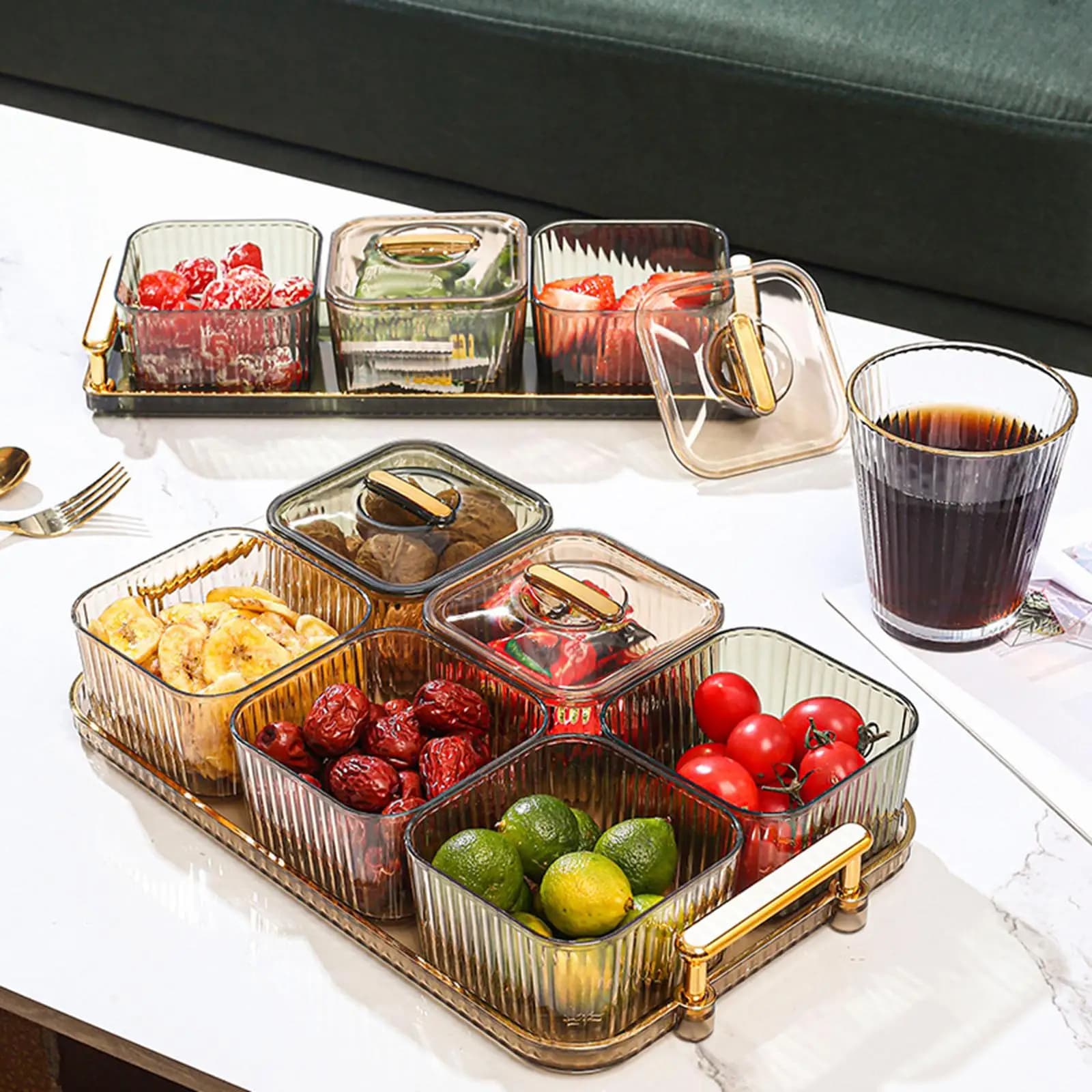 Vassoio per Noci Decorativo Multifunzionale, Contenitore Moderno con Scomparti per Caramelle, Snack, Antipasti e Dessert