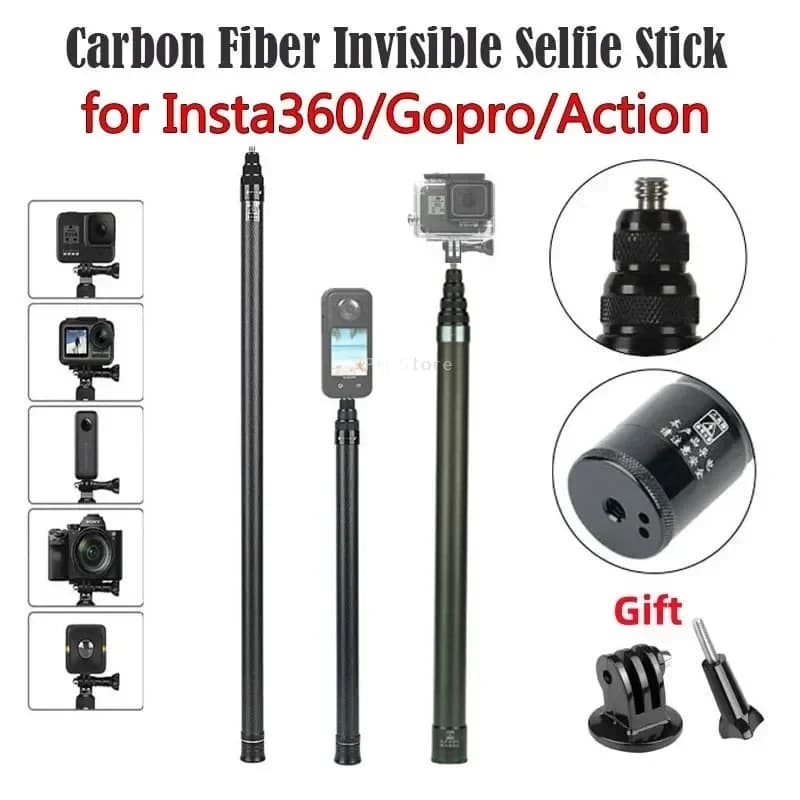 3M 1.5M Super Lungo In Fibra di Carbonio Invisibile Selfie Stick per DJI OSMO 360 Insta360 X5 X4 Ace Pro GoPro Action Camera Selfie Stick