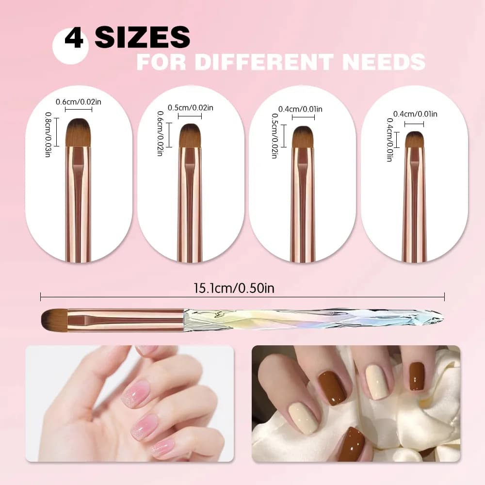 Set di 4/5/7 Pennelli per Nail Art, Penna per Disegno e Intaglio, Pennello Piatto per Gel UV, Manicure
