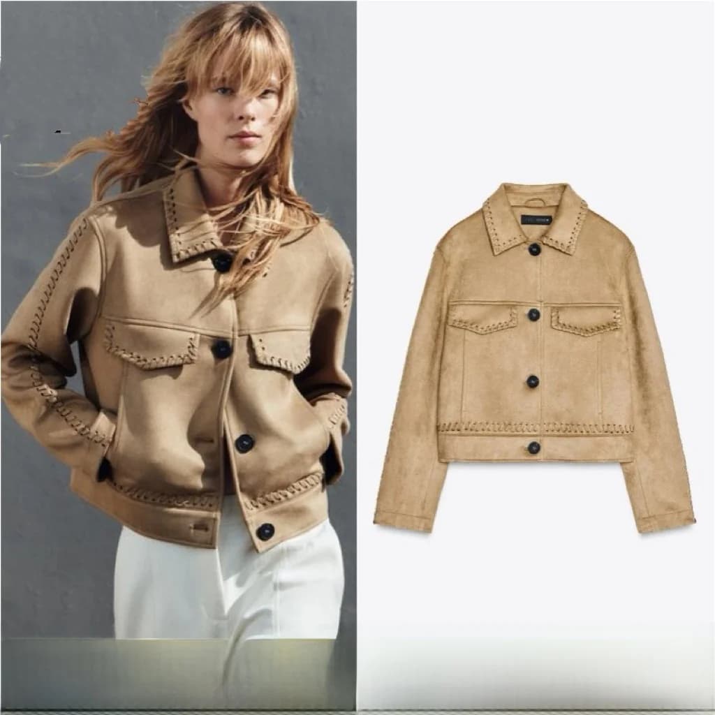 Spring 2025 Women's Jacket Coat Woven Detail Decorative Velvet Texture Street Style High Waist Short Length Regular Thickness