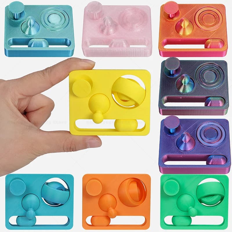 3D Printed 4 in1 Finger Fidget Toy Infinite Push Toy,Hand Spinner Fidget Cube Puzzle Toy, Multifunction Fidget Stress Relief Toy