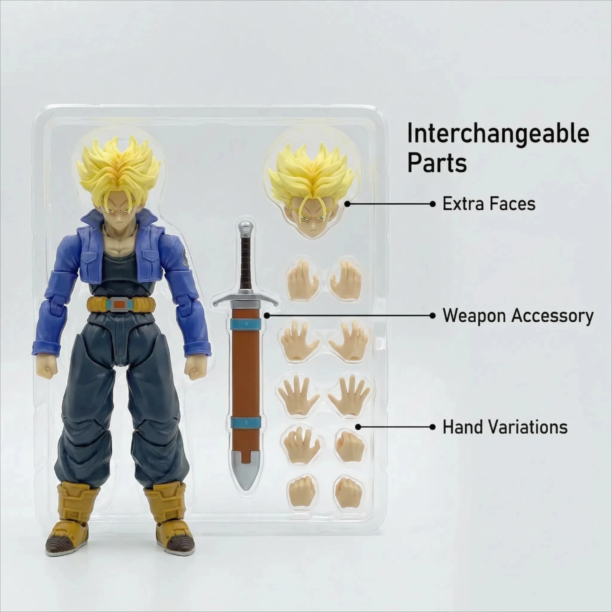 Anime Dragon Ball Z Figure Shf Super Saiyan Trunks Action Figure Collection Modello 15 cm Future Boy Torankusu Giocattoli mobili Regali