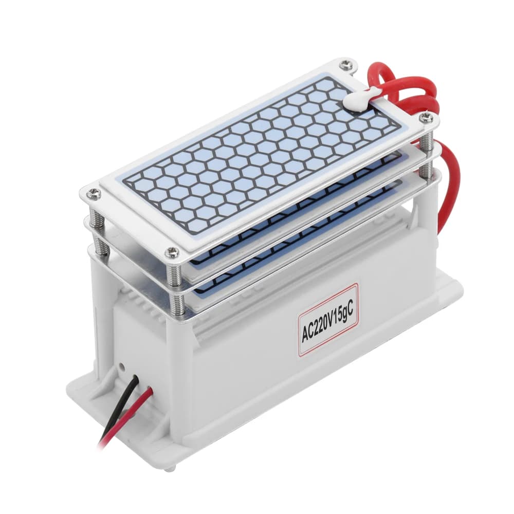 Ozonizzatore da 15 g/h Generatore portatile in ceramica da 15 g/h Lunga durata Tre compresse Piastra integrata Depuratore d'aria Acqua Ozonizzatore