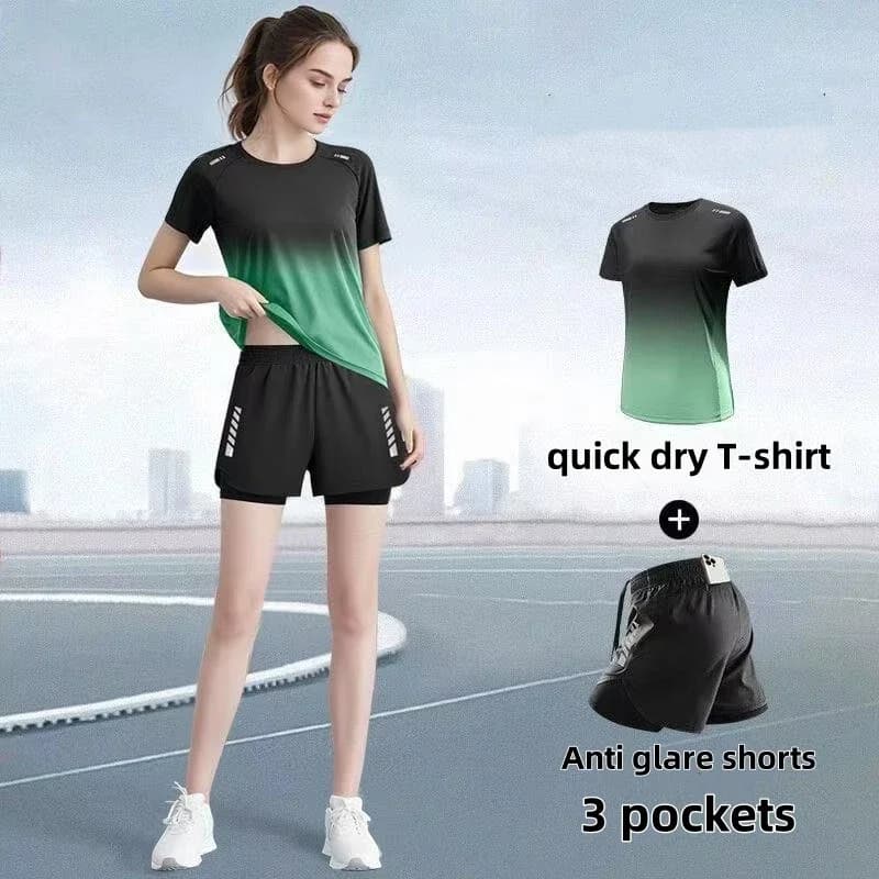 Women sportswear set, racing shorts, shirts, yoga clothing, slim fitness badminton clothing, breathable, comfortable and well-suited