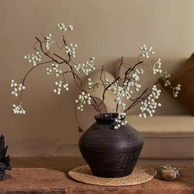 96cm Artificial Flower Bouquets with Dried Horse Chestnut and Fruit Withered Branches Zen-Inspired Living Room Decorations