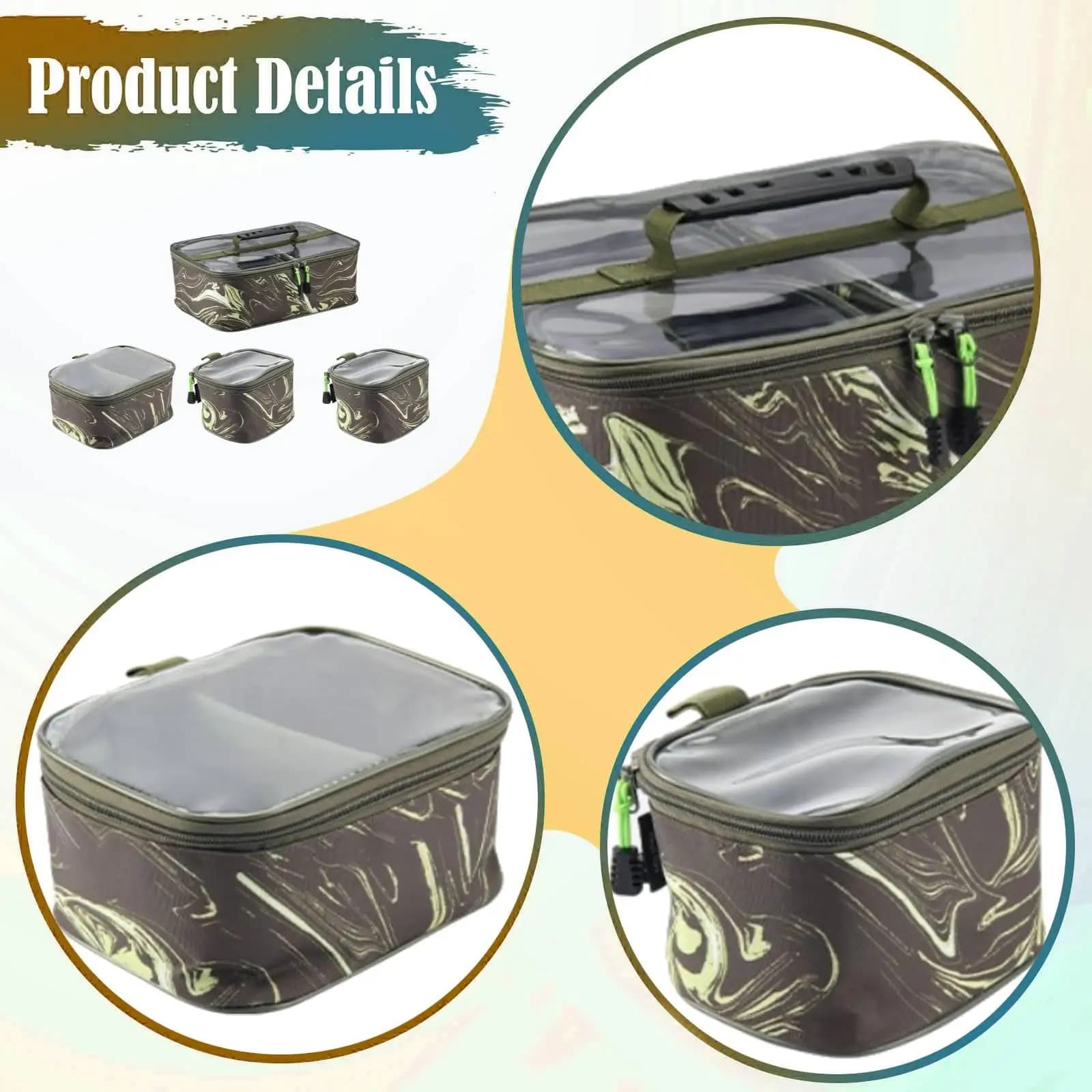 4Pcs Fishing Reel Storage Bag for Multiple Reels Freshwater Saltwater Transparent Window Travel Case Tackle Box Lure Bag