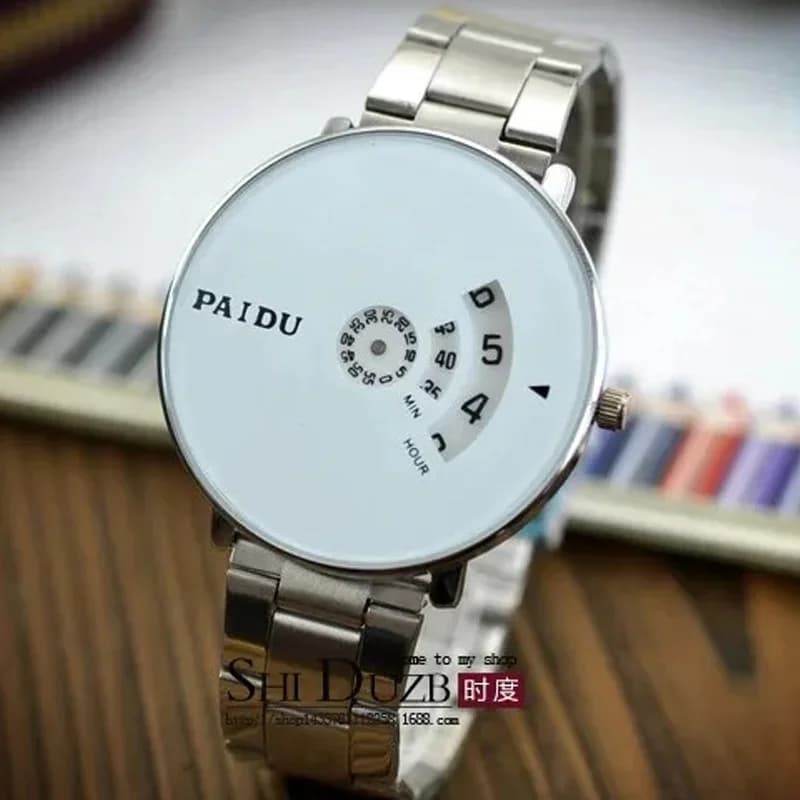 New Fashion Paidu Women's Good Quality Unisex Lady Girl Funny Wheel Black Dial Quartz Watch Wrist Watch Now