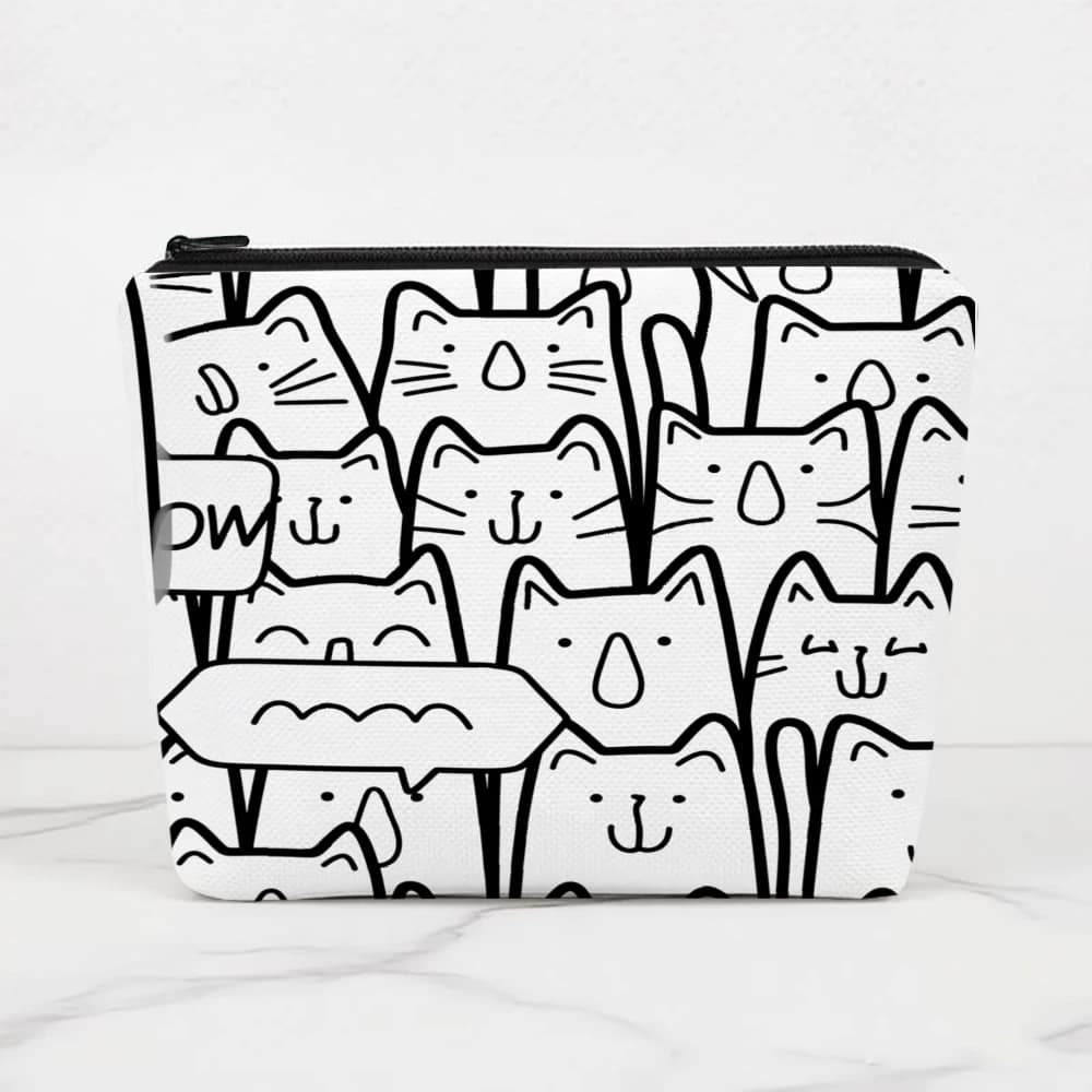 Borse per il trucco con design con stampa di faccine di gatti per ragazze, pochette per cosmetici, borsa da toilette, astuccio per matite, custodia da viaggio