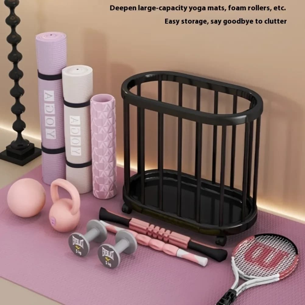 ZQQMulti Functional with Wheels Storage Shelf Yoga Mat Exercise Equipment Organizer PP Material Storage Rack Kitchen Organizers