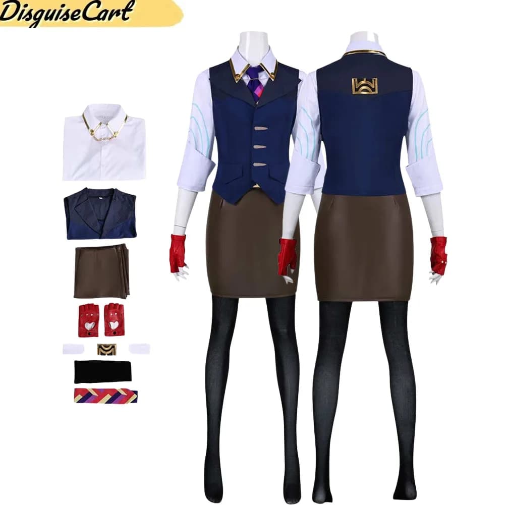 Chamber Cosplay Shirt Vest Skirt Costume Game Valorant Roleplay Tie Gloves Waistband Socks Set Halloween Carnival Party Otufits