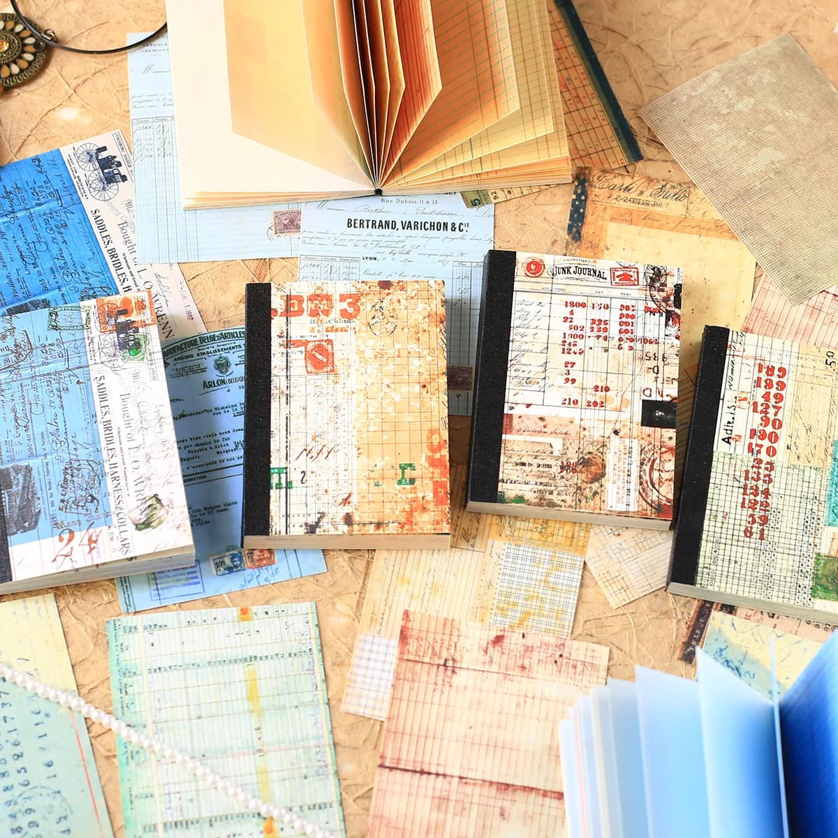 Journamm 48 Fogli di Carta Vintage per Scrapbooking, Adesivi Fai-da-Te per Diari, Agende, Album e Scrapbooking