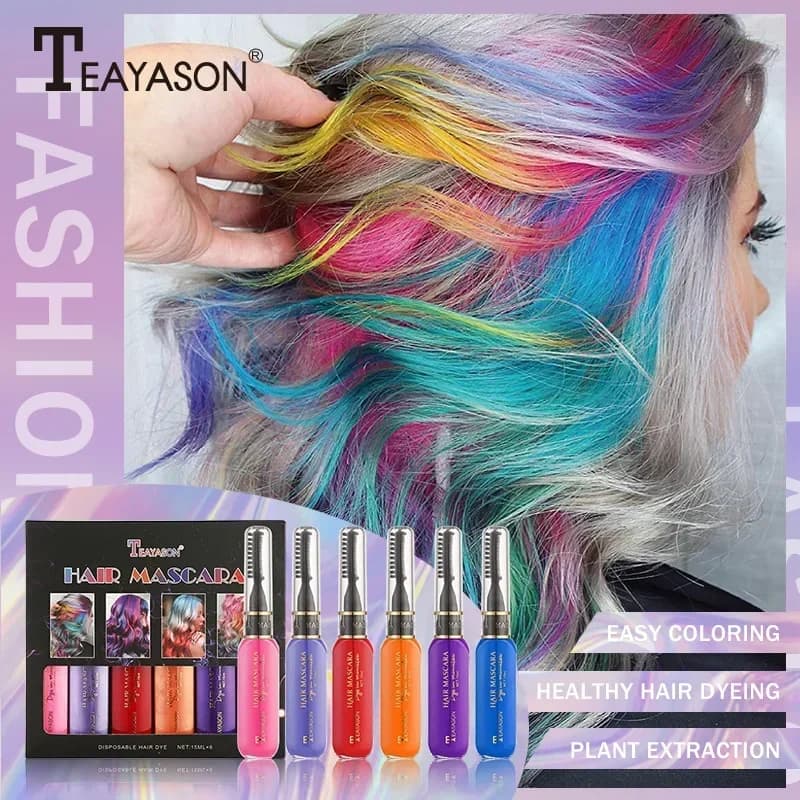 6 Colorful Multifunction Hair Coloring Cream Set Non Sticky Hair Cosmetics Gift Set Long Life Easy to Apply 15 ml * 6