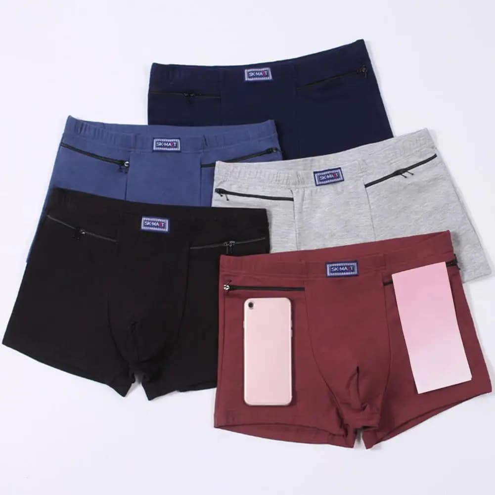 Tasche da uomo Intimo Slip antifurto Boxer Mutandine Elastico senza cuciture Mutandine da uomo in cotone U-Bump Pantaloncini maschili Slip Abbigliamento quotidiano