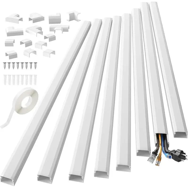 Set da 10 Pezzi Copricavo da Parete, Kit Completo per Nascondere e Organizzare Cavi e Fili