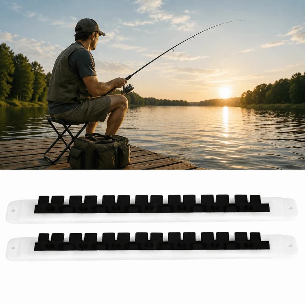 2PCS Wall Mount Fishing Rod Rack Easy to Install 33cm Fishing Pole Holder Space-saving Fishing Rod Holder Fishing Rods Storage