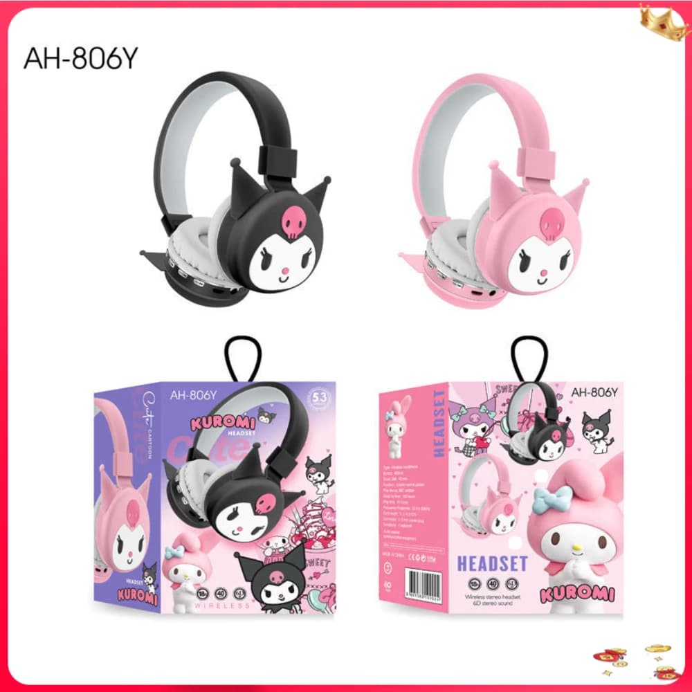 Sanrio Hello Kitty Kuromi Auricolari Bluetooth wireless Cartoon con microfono Auricolare leggero pieghevole per telefoni portatili