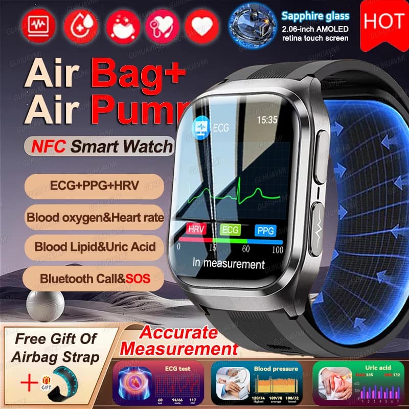 Nuovo Smartwatch 2026 con Misurazione Accurata della Pressione Sanguigna, Acido Urico, Lipidi, ECG, Braccialetto Sportivo per Uomo e Donna
