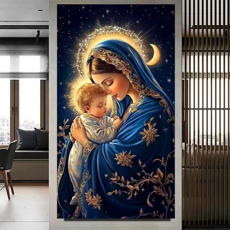 Virgin Mary Jesus Diy Diamond Painting Mother and baby Full Diamond Mosaic mom's love Embroidery Cross Stitch Religion Home art