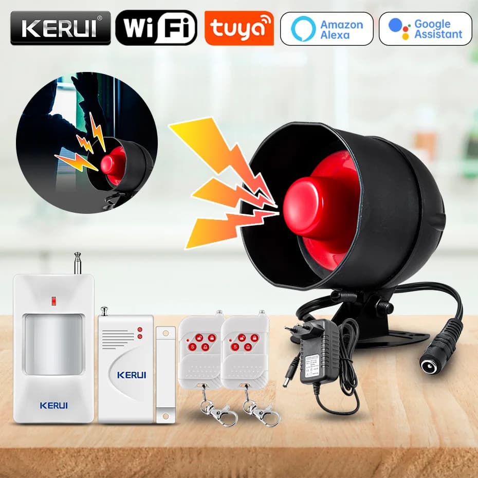 KERUI Tuya Smart WIFI Wireless Security Alarm System Siren Garage 433Mhz Home Burglar Motion Door Sensor Google Home Alexa