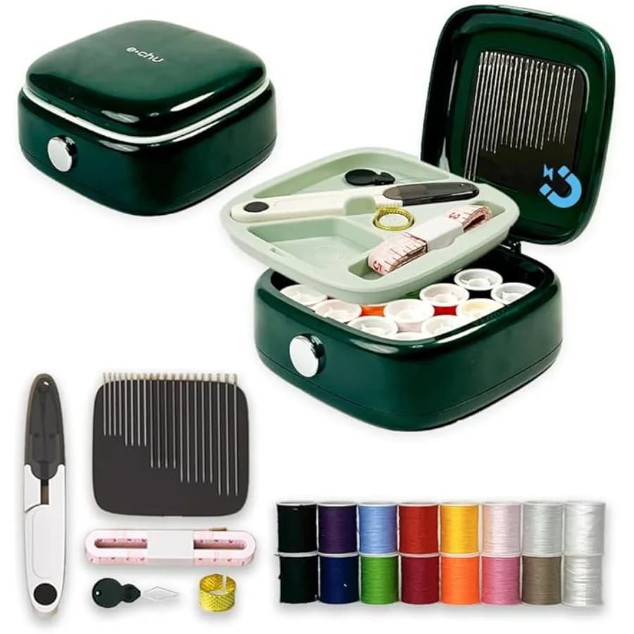 Kit da cucito magnetico da 40 pezzi, kit di filo per ago fai da te con forniture per cucire Piccoli strumenti da cucito da viaggio portatili per adulti principianti