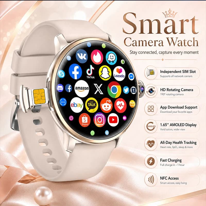 2026 New Women Smart Watch 4G/5G SIM Card Video Call WIFI GPS 3GB+32GB 1.65''AMOLED 480*480 850mAh Women’s Health Smart Watch