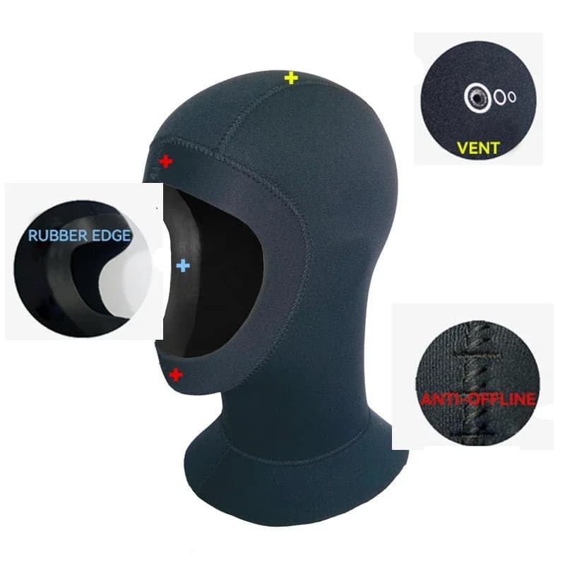 Men's Underwater Fishing Hood Unisex Men's Underwater Fishing Copricapo Women's Winter Hot Protective Professional thickened 5mm neoprene