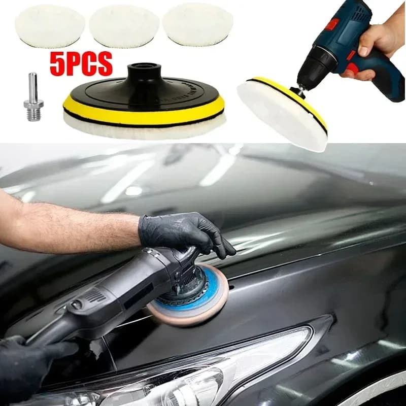 Kit di accessori universali per la cura della vernice dell'auto da 5 pezzi - Spugne per lucidatura auto e tamponi in schiuma per lucidatura per macchine lucidatrici
