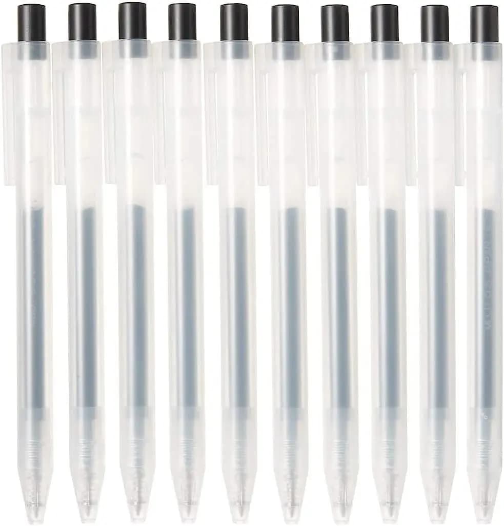 Smooth Gel Ink Ballpoint Pen 10-Piece Set, 0.5 mm Nib, Black, Retractable Design for Journaling and Note Taking