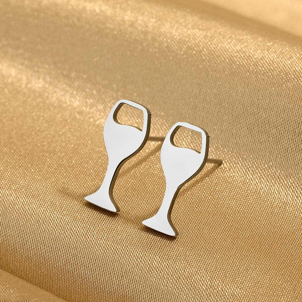 Todorova Orecchini a bottone in vetro di vino minuscolo in acciaio inossidabile per donna Uomo Gioielli punk Regalo per festa di compleanno