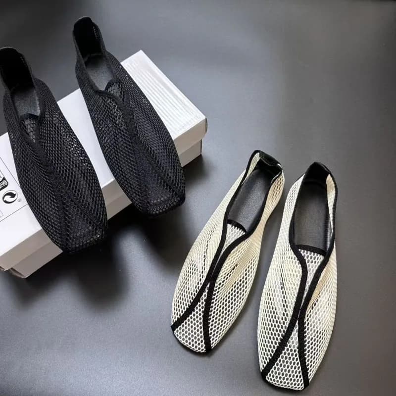 Sandali Estivi da Donna Traspiranti con Punta Quadrata, Scarpe Casual Basse alla Moda, Sandali in Rete Estivi, Sandalias De Mujer