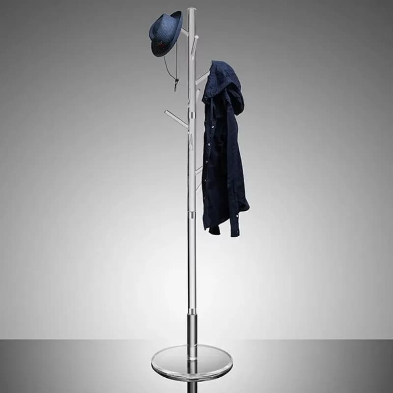Appendiabiti da terra in acrilico trasparente, robusto, autoportante, per vestiti e borse, con design decorativo a tema albero