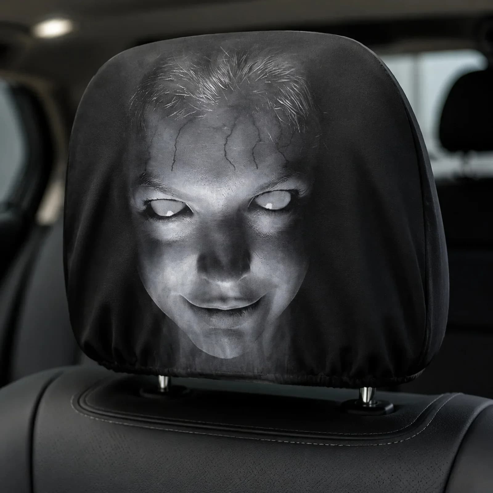 1/2PCS Halloween Horror Face Printing Car Headrest Covers Universal Elastic Car Seat Headrest Cover