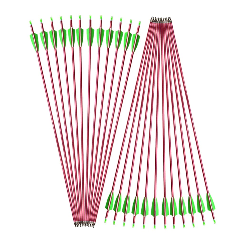6/12 Pezzi Frecce in Alluminio da 31,5 Pollici, Spine 500, ID 6,2mm, OD 7,6mm, Punta di Ricambio per Arco Ricurvo e Compound, Accessorio per Tiro con l'Arco e Caccia