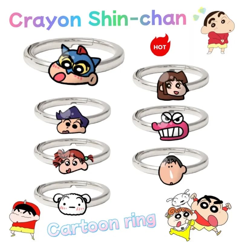 Crayon Shin-chan adjustable ring, cute, fashionable, personalized, creative, birthday gift for friends or couples