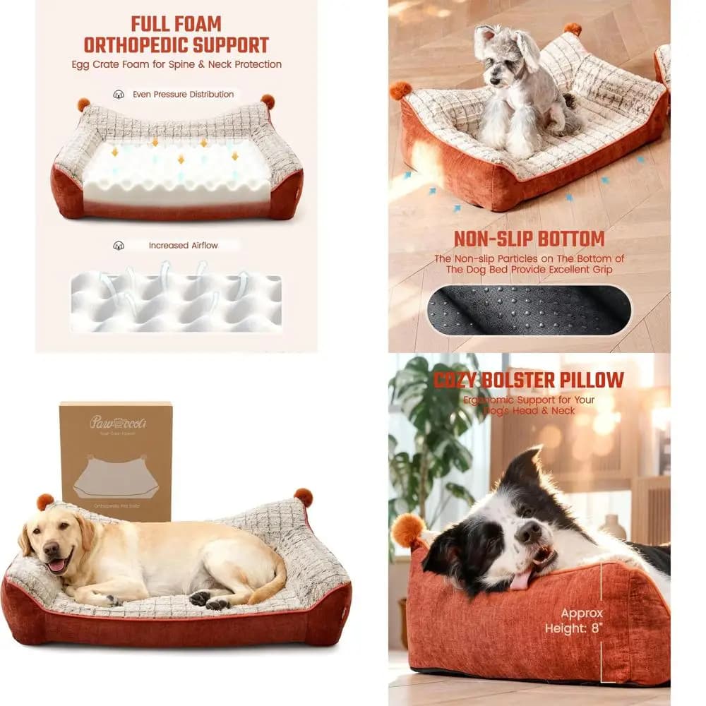 Cuccia Ortopedica Grande per Cani con Cuscino Rimovibile, Rivestimento Lavabile, Base Antiscivolo (43x32x8)