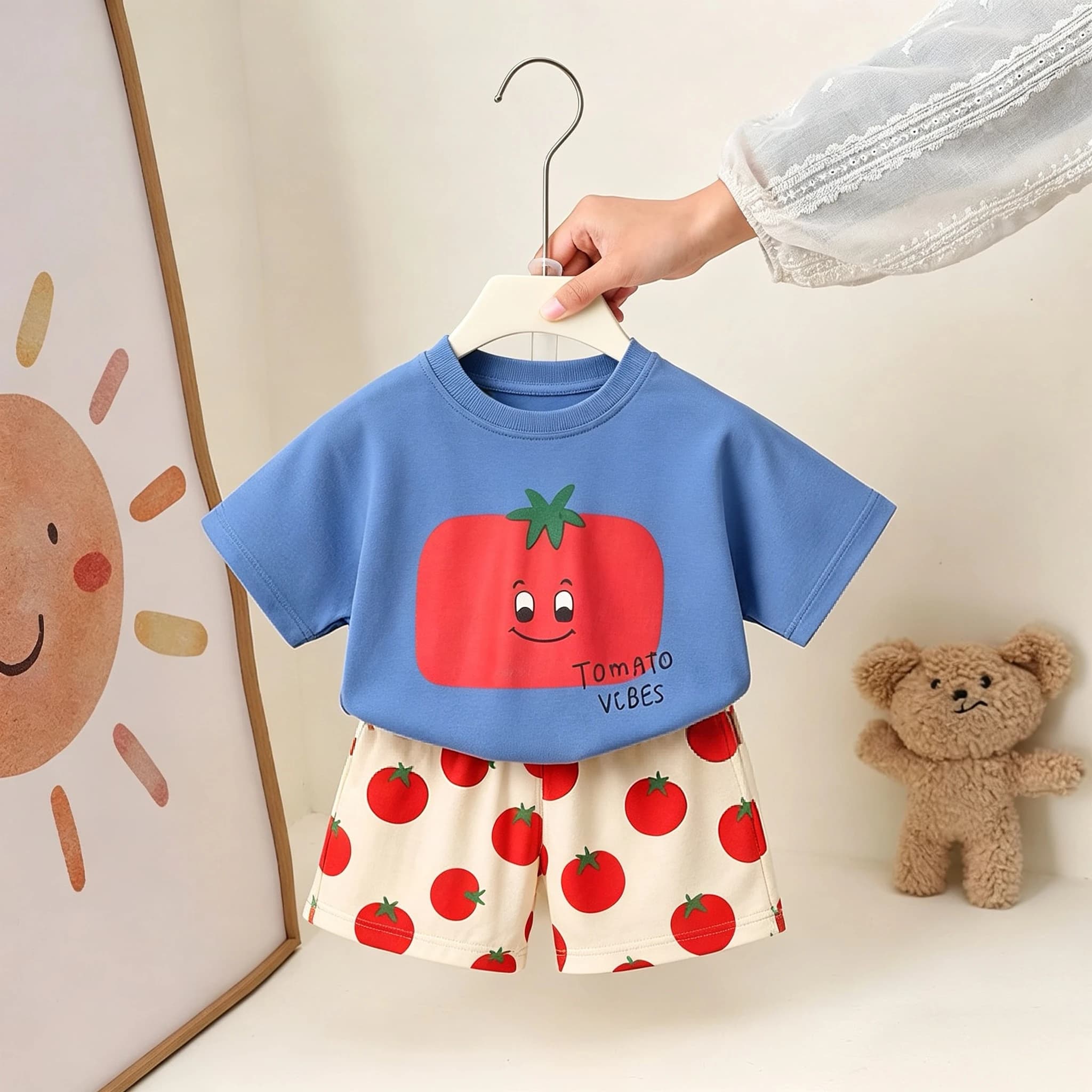 Boutique Children's Wear Suit Summer Clothing Printed T-shirt Shorts Casual Two Piece Set Kids Costume Tracksuits Girl Boy Sets