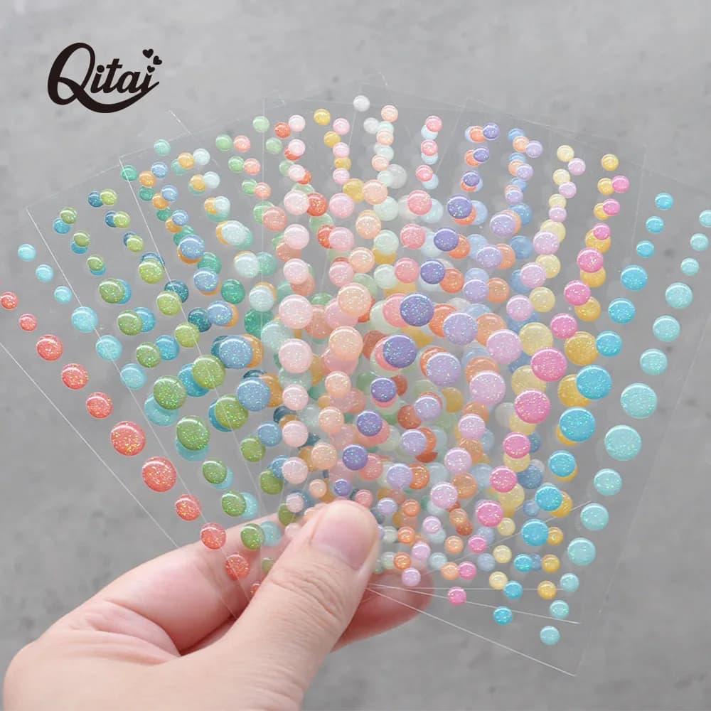 Enamel Dots Sticker 6PCS/SET Scrapbooking Sparkle Glitter Stickers Sugar Sprinkles Self- Adhesive Resin DIY Scrapbooking ES062-1