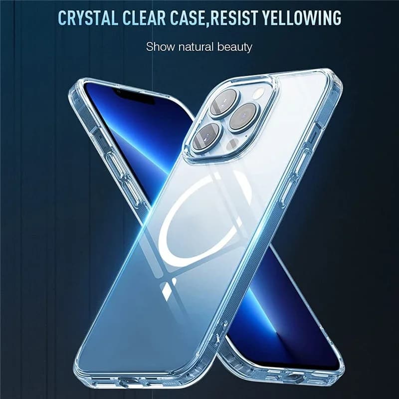 Custodia di ricarica wireless Custodia rigida antiurto in cristallo per iPhone 11 12 13 Pro Max Mini X XS 7 8 Plus Cover magnetica trasparente