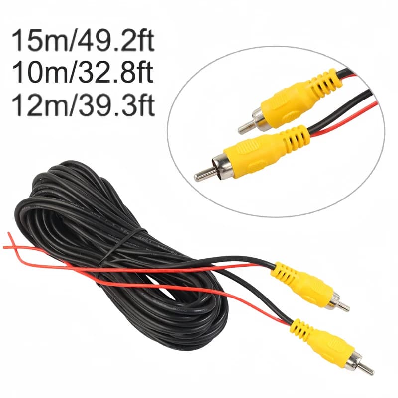 Cavo video per telecamera posteriore per auto Cavo RCA da 10 m 12 m 15 m per accessorio cavo AV per estensione monitor multimediale per retromarcia per veicoli