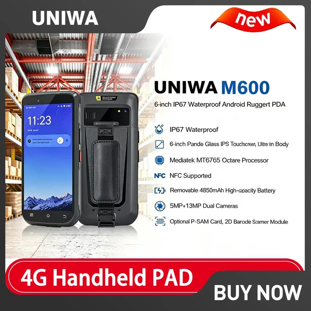UNIWA M600 Tablet Portatile 6 Pollici IPS 4G Smartphone Ultra-sottile Android 12 4GB+64GB Telefono Cellulare con Scansione 2D 4850mAh 13MP NFC