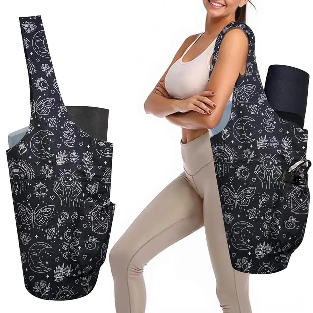 Borsa Porta Tappetino Yoga per Donne, Grande e Impermeabile con Tasca con Cerniera, Portachiavi e Larghe Cinghie a Spalla